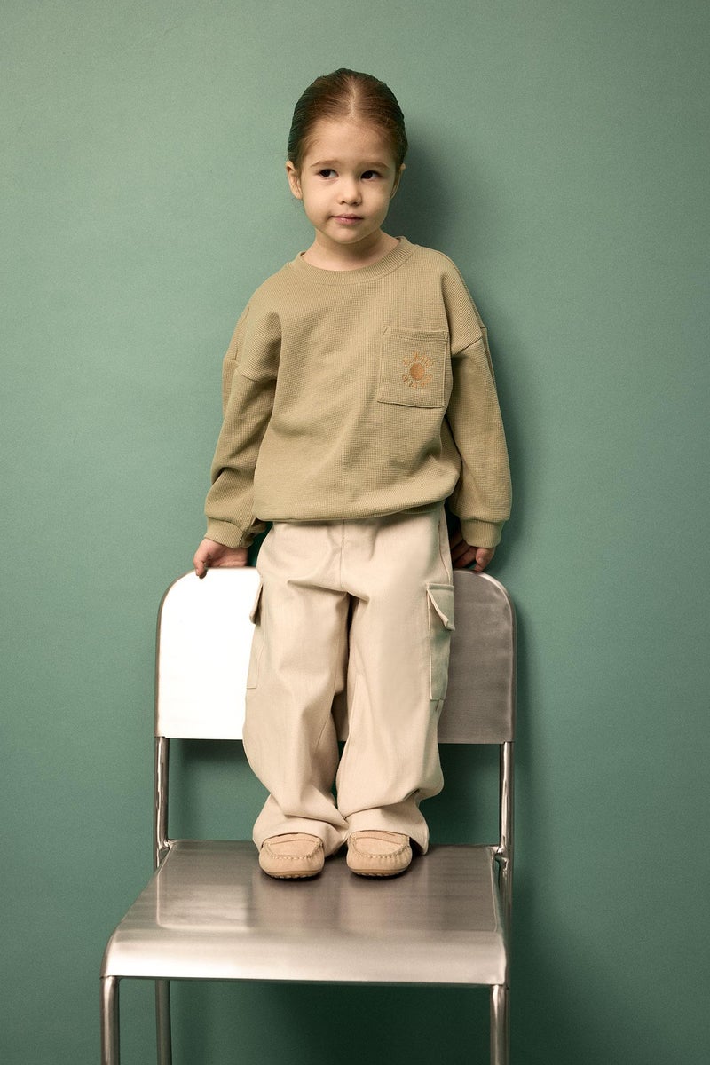 DeFacto Beige BabyBoy Baby Boy Loose Fit Cotton Trousers Casual - Image 1